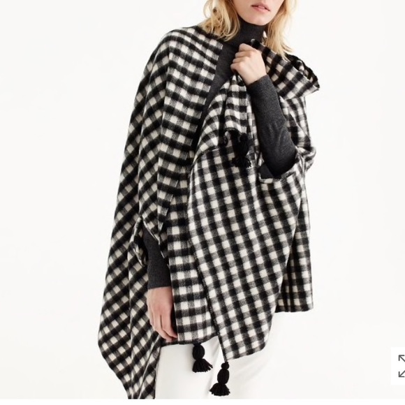 J. Crew Accessories - JCREW | Checkered Wool Cape Scarf